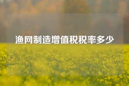 渔网制造增值税税率多少