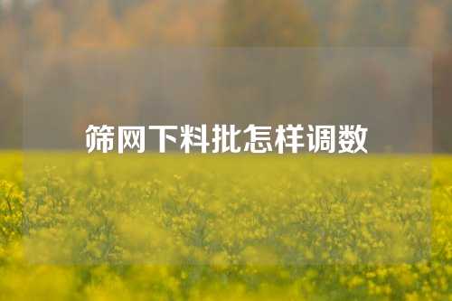 筛网下料批怎样调数