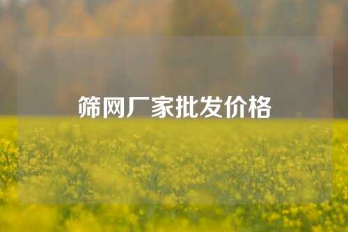 筛网厂家批发价格